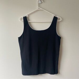 Jones New York 100% Cotton Scoop Neck Tank White Trim Size Medium